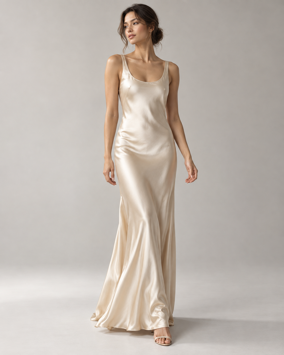 Draped Silk Charmeuse Maxi Dress